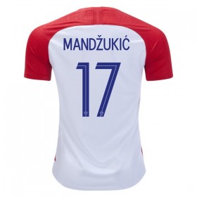 Camisolas de Futebol Croácia Mandzukic 17 Equipamento Principal Copa do Mundo 2018 Manga Curta
